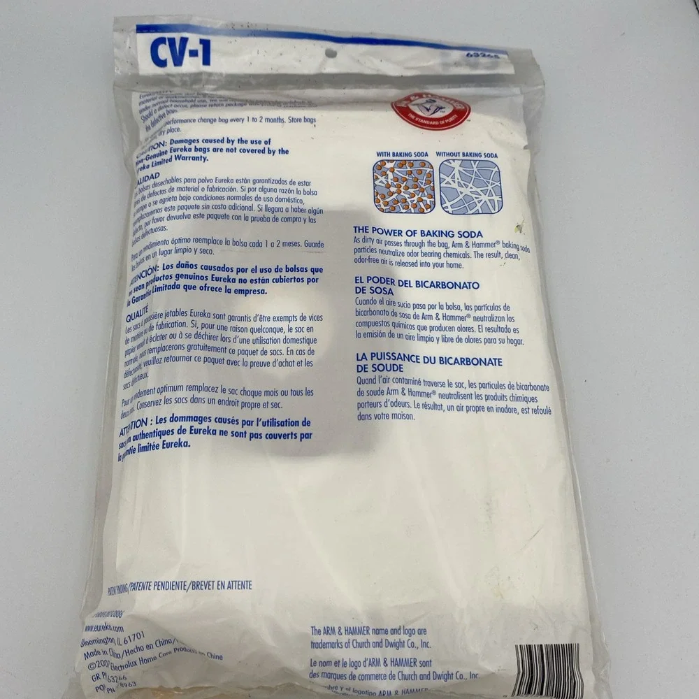 Eureka Style CV-1 Central Vacuum Bags 1 Pack‎ Of 3 63265 Oder Elimination